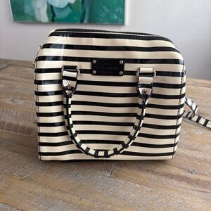 Kate Spade Black and Cream Striped Mini Bag